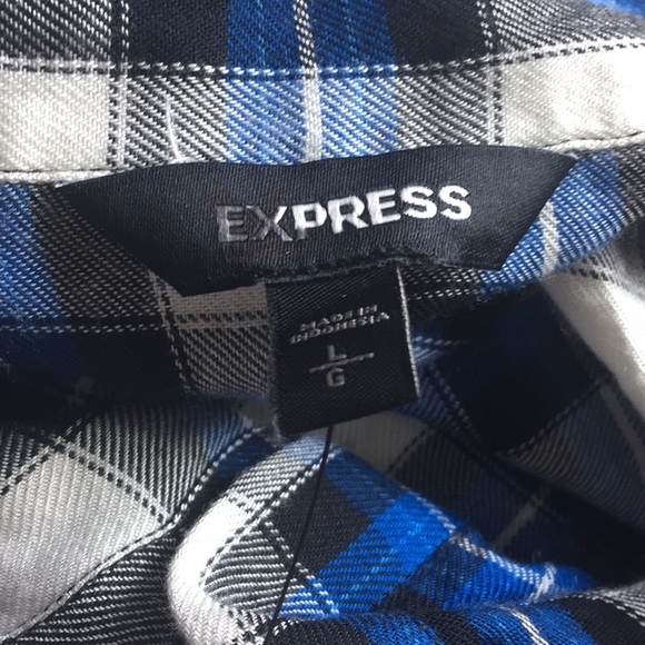 Express Women's Plaid Waist Tie Soft Blouse Shirt - Picture 5 of 10